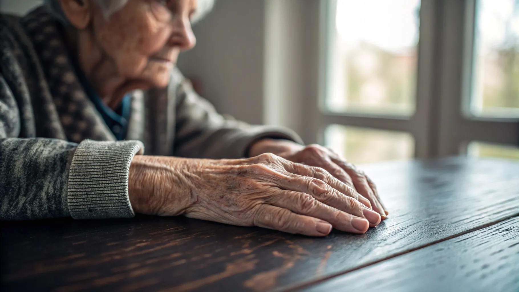 Close-up of an older adults hand showing a subtle tremor, a key sign for essential tremor vs parkinsons disease early diagnostic.
