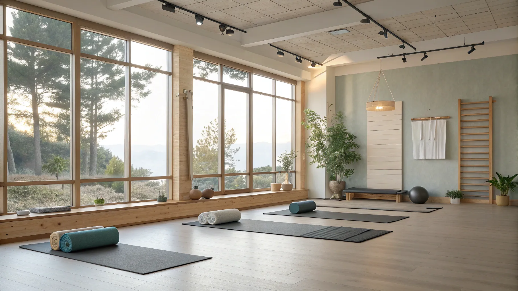 Pilates for Seniors in a peaceful studio with natural light and inviting soft colors.