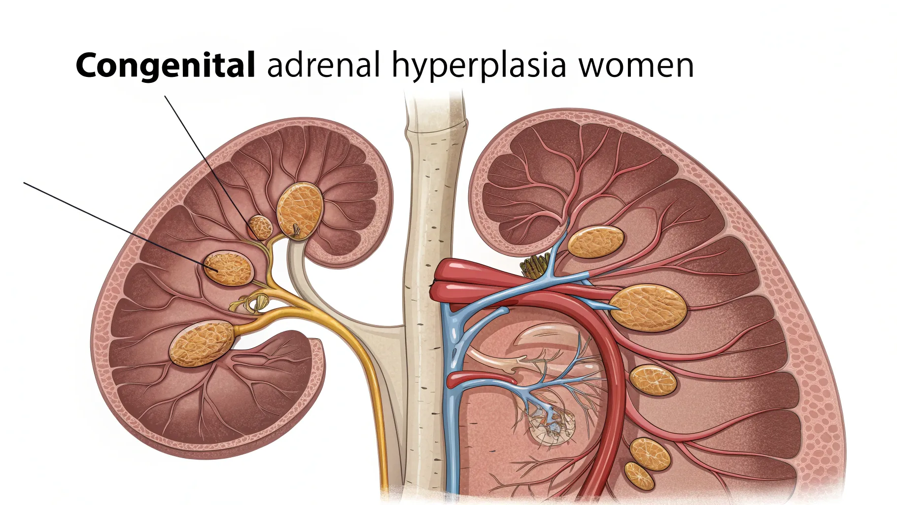 Kongenitale Nebennierenhyperplasie bei Frauen affects hormone production in the adrenal glands.