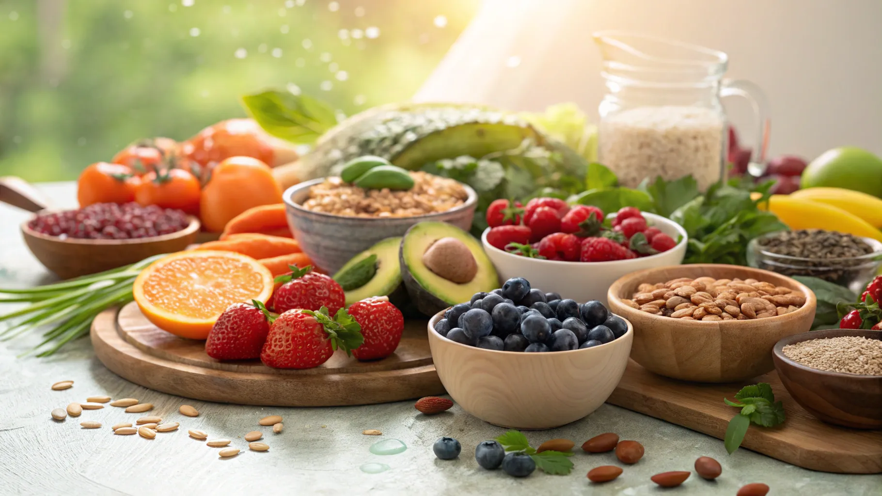 Intermittent Fasting Benefits Guide: A vibrant spread of healthy foods for fasting.