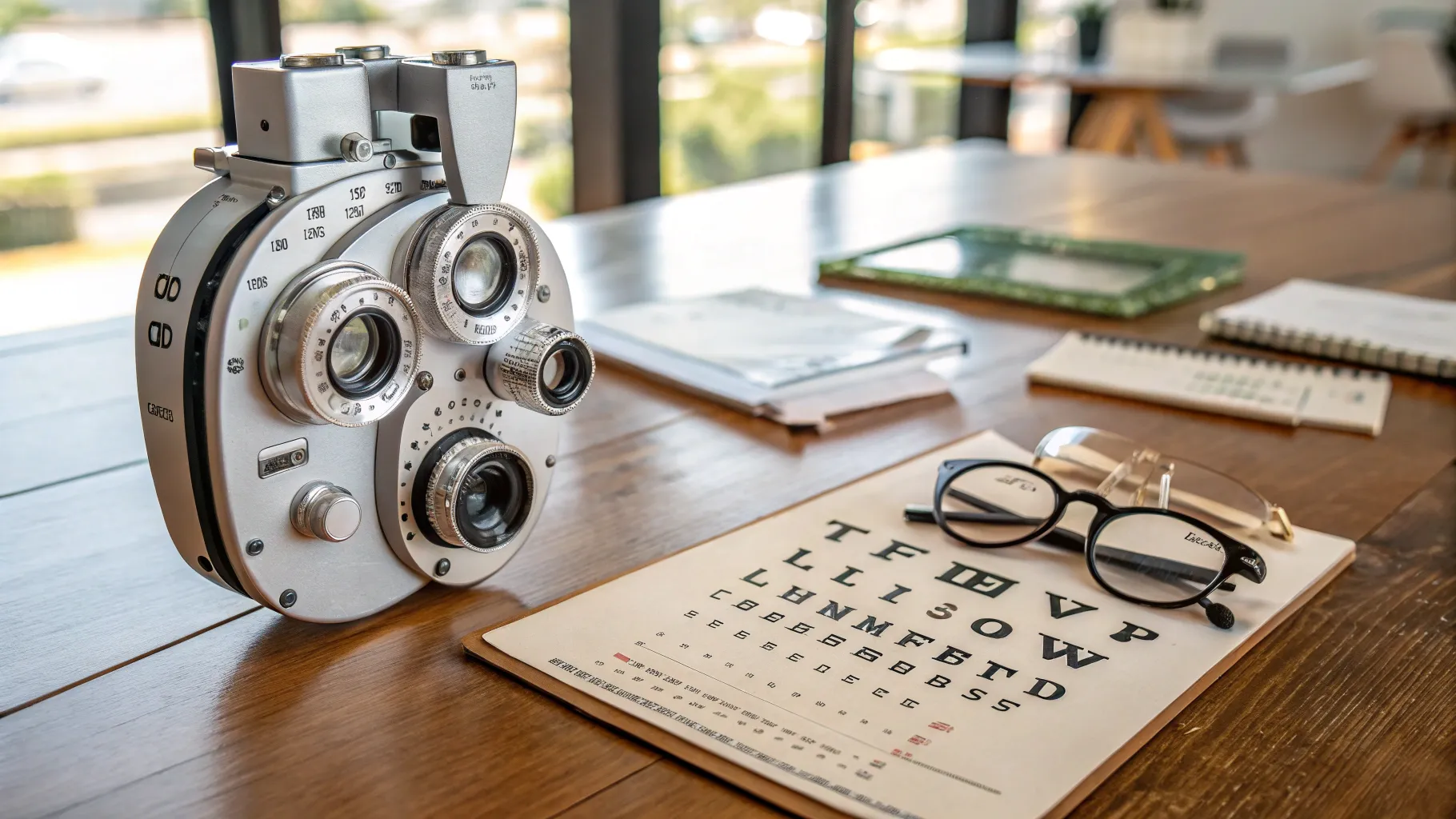Does Medicare Cover Routine Eye Exams and Glasses? Eye exam tools on a desk.