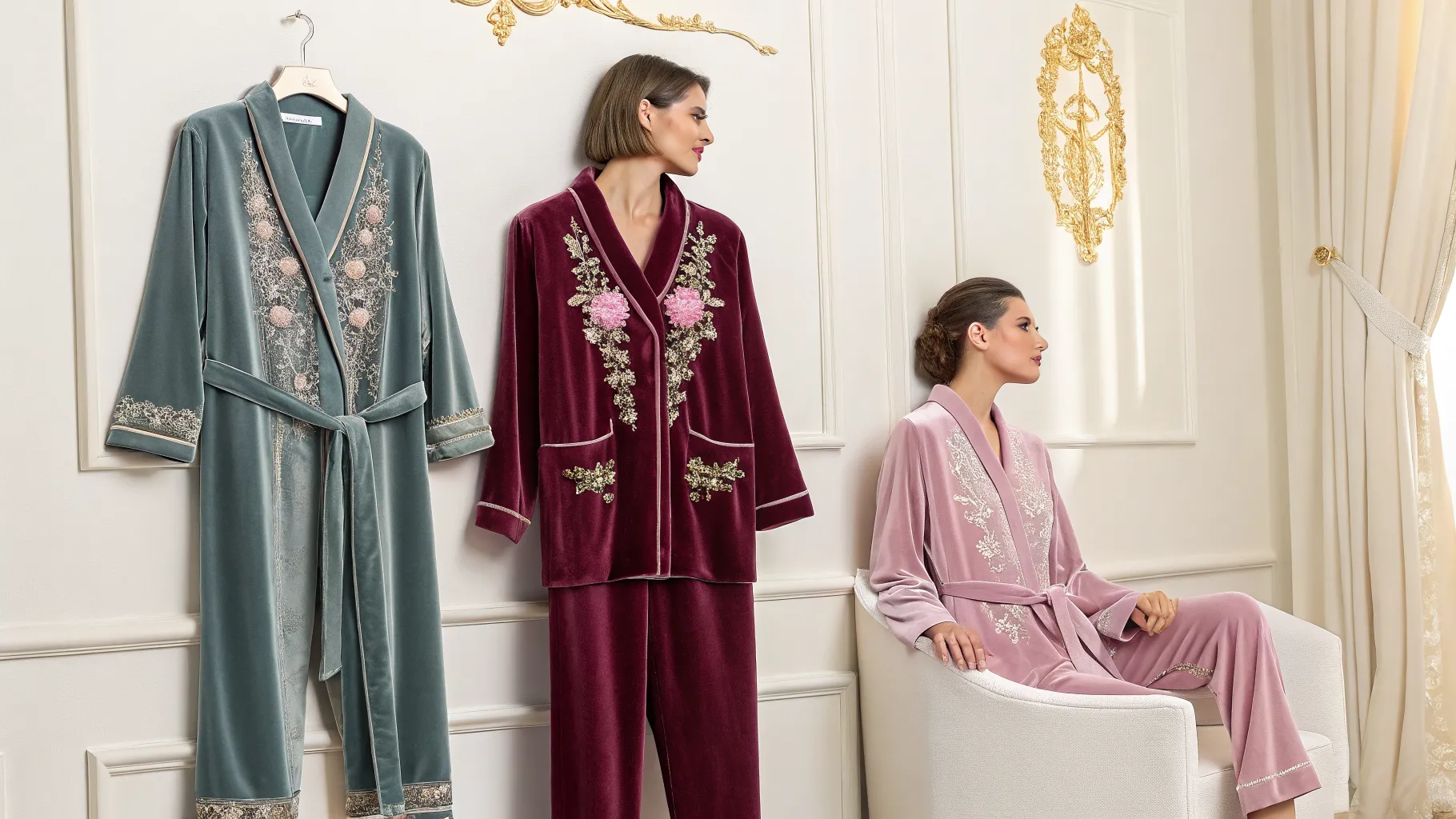 Discover the Allure of Premium Velvet Embroidery Loungewear Designs for Ladies