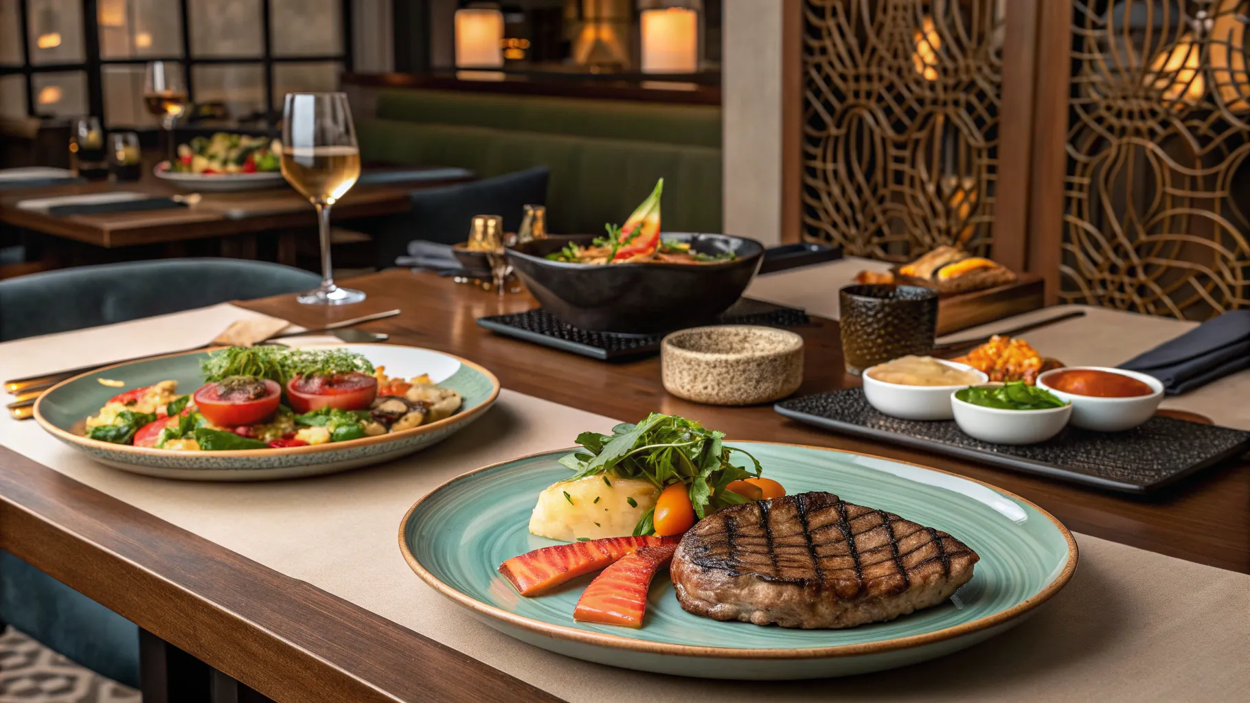 Find Best restaurants to Eat featuring diverse dishes on a stylish dining table.
