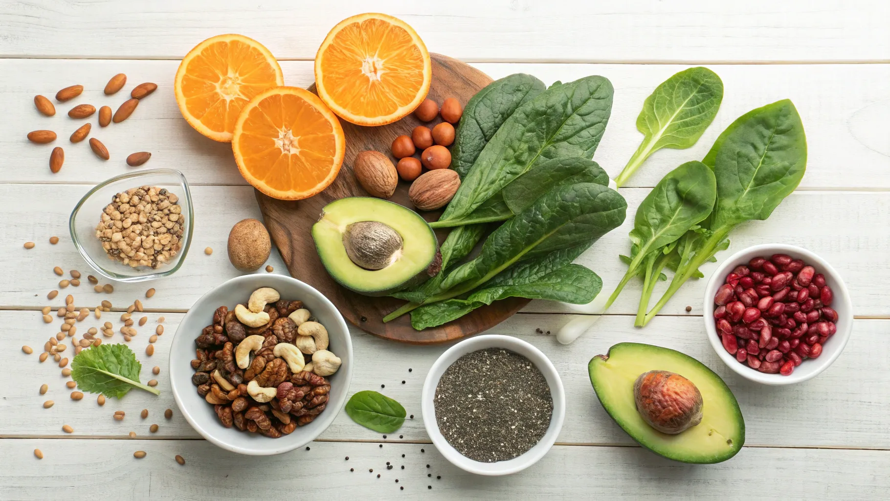 Vitamins for Erectile Strength beautifully arranged foods boosting sexual health.