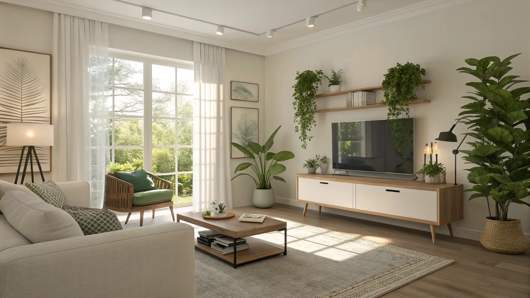 Home Cleaning Services in a bright, organized living room with elegant decor.