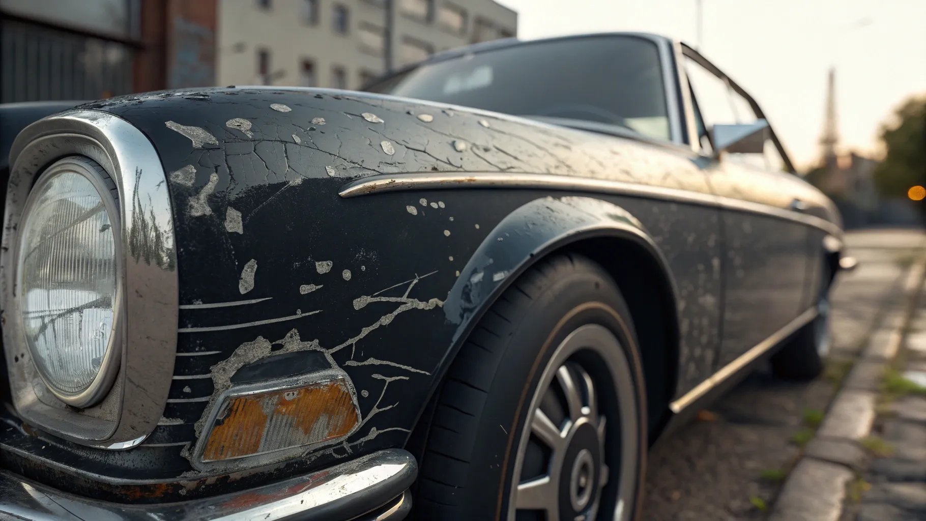 Fix Peeling Clear Coat on a car, focusing on damaged surfaces and paint textures.