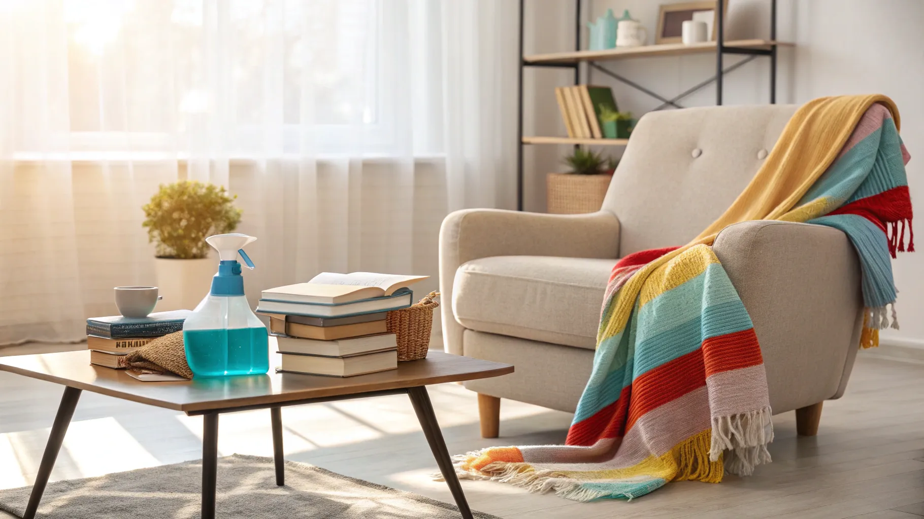 Home Cleaning Services for Seniors: A warm, inviting living room, clean and organized for comfort.