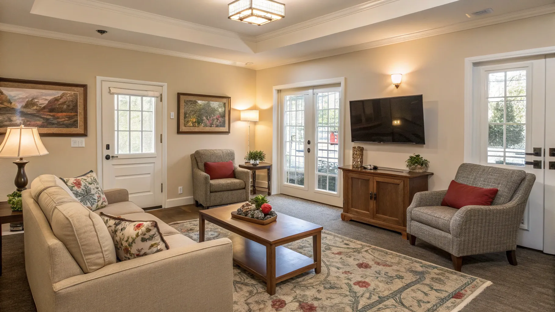 Home design tips for seniors over 55: cozy, accessible living space with comfort features.